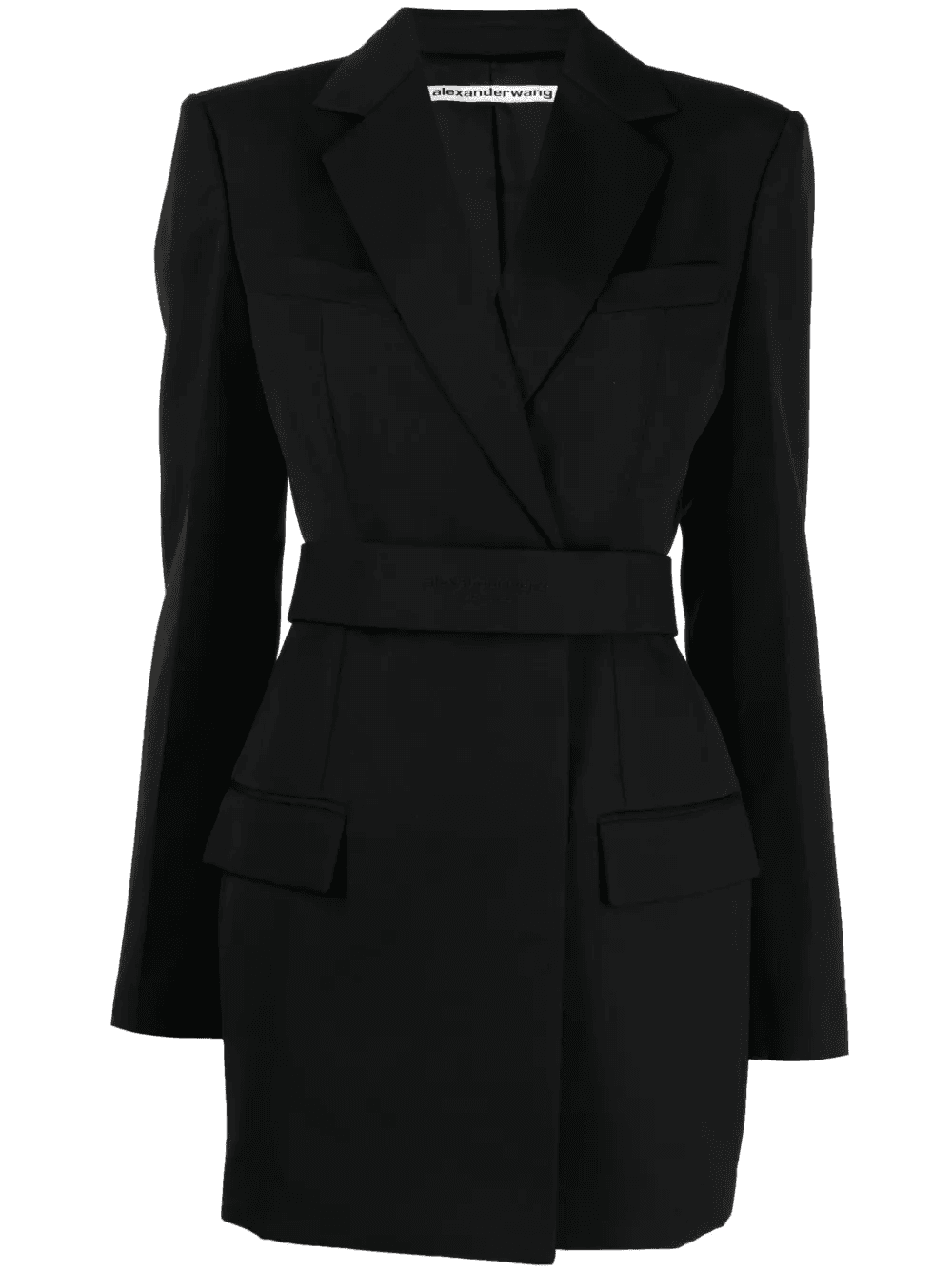 logo-embroidered belted blazer dress - Image 1
