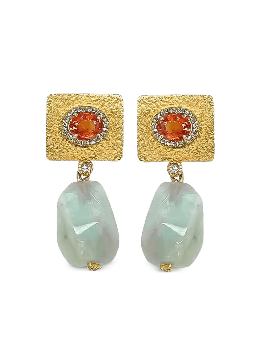yellow gold sapphire and opal earrings - Image 1