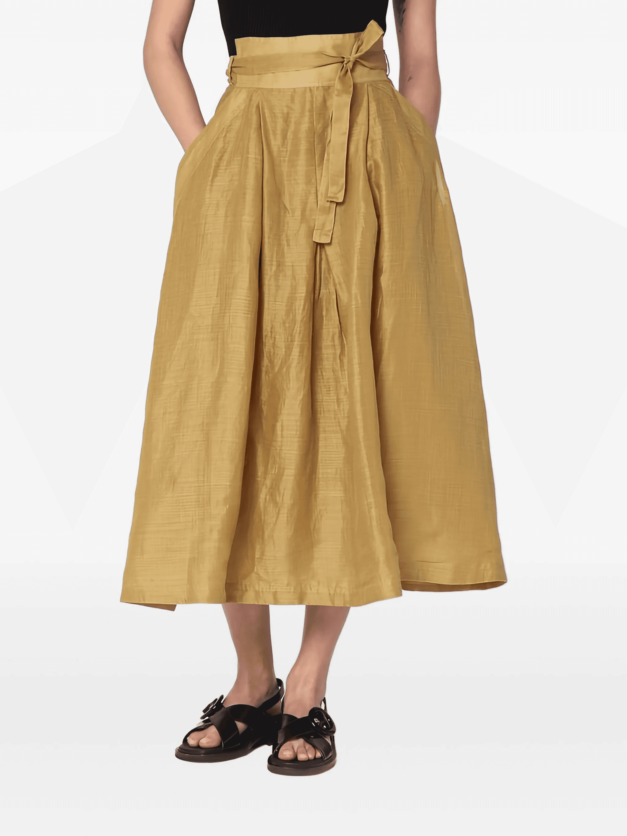 tie-waist pleated midi skirt - Image 1