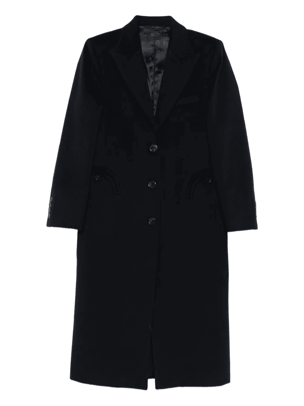 curved-pockets buttoned single-breasted coat - Image 1