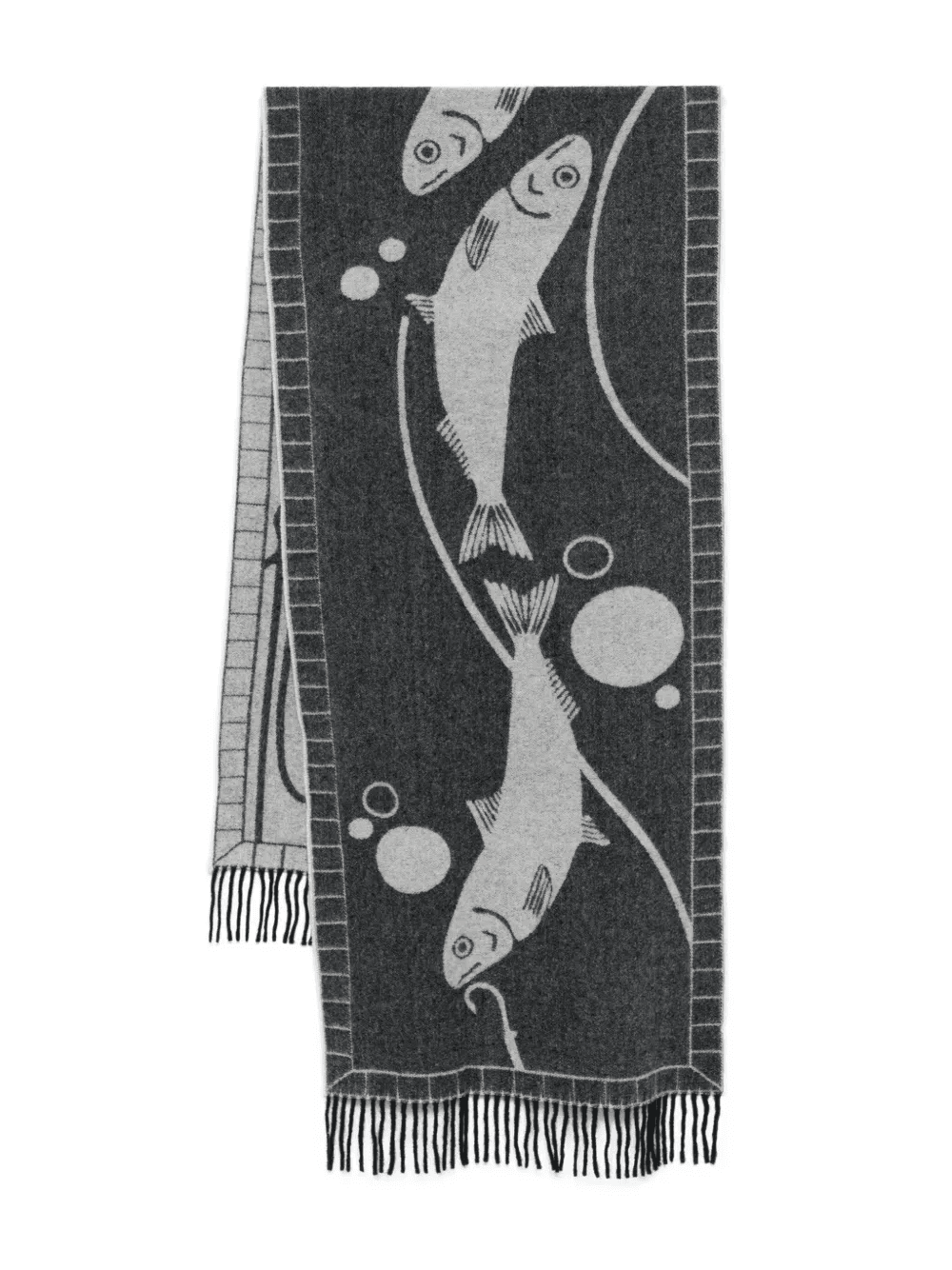 fish-print fringed scarf - Image 1