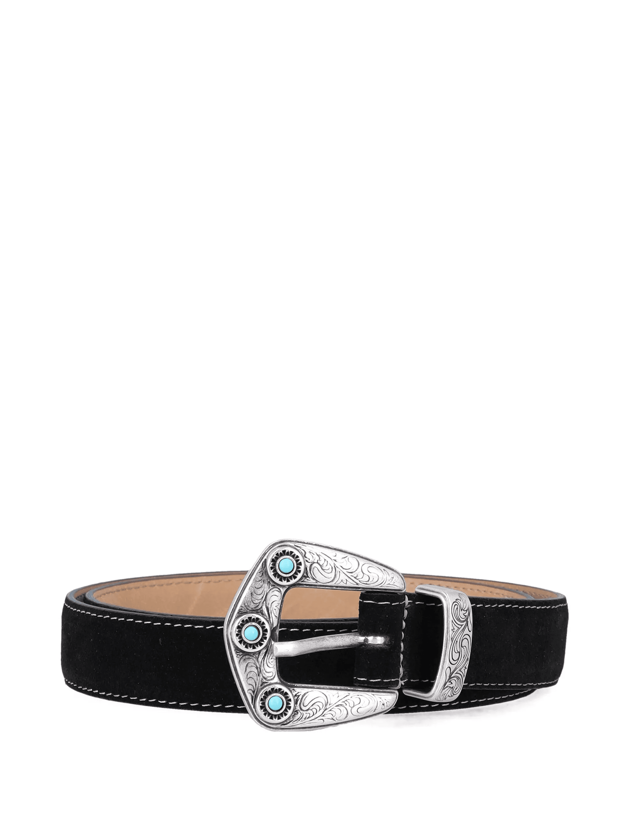 turquoise-embellished leather belt - Image 1
