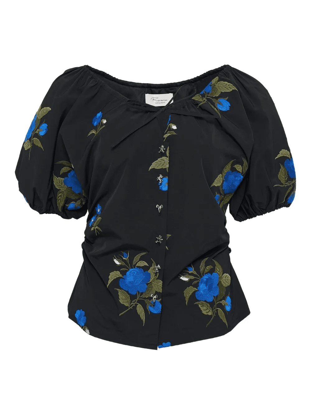 embroidered-rose puff-sleeve top - Image 1