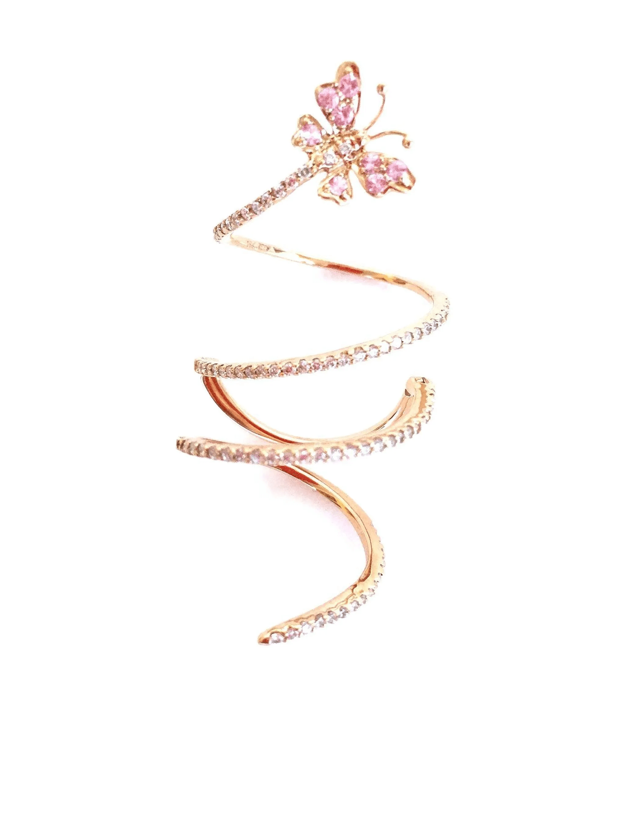 18K rose gold Butterfly Spiral sapphire and diamond ring - Image 1