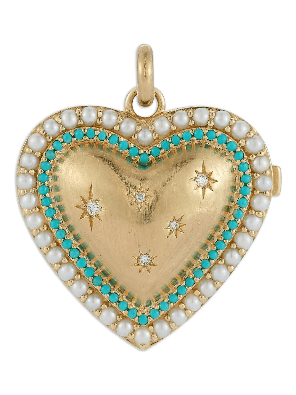 Laney Locket turquoise diamond and pearl pendant - Image 1