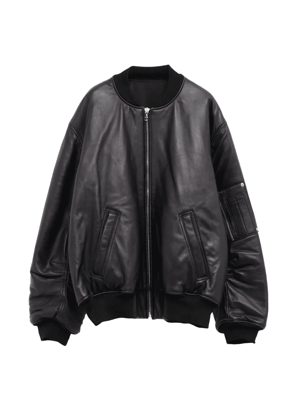 zip-up leather jacket - Image 1