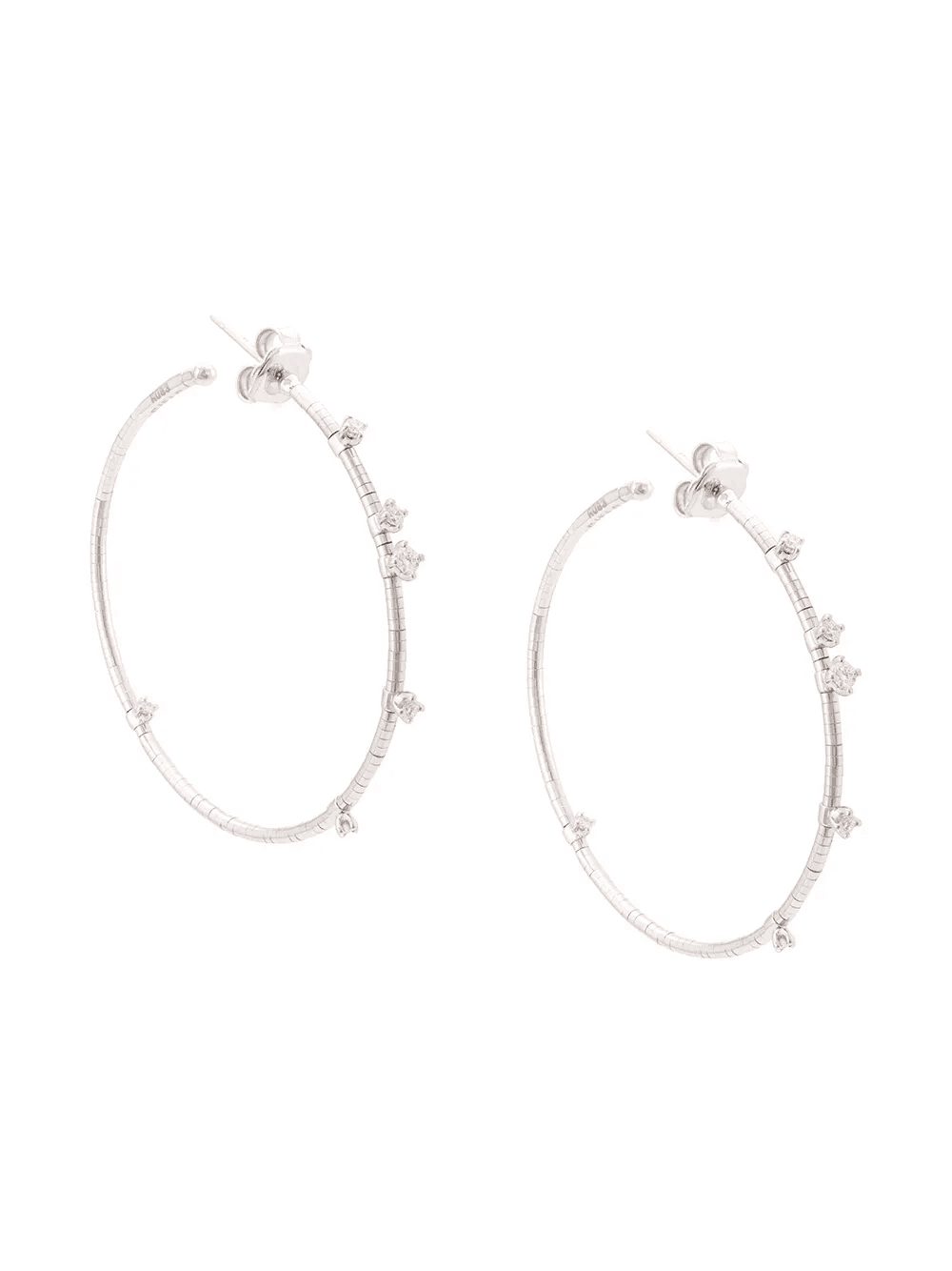18kt white gold embellished hoop earrings - Image 1