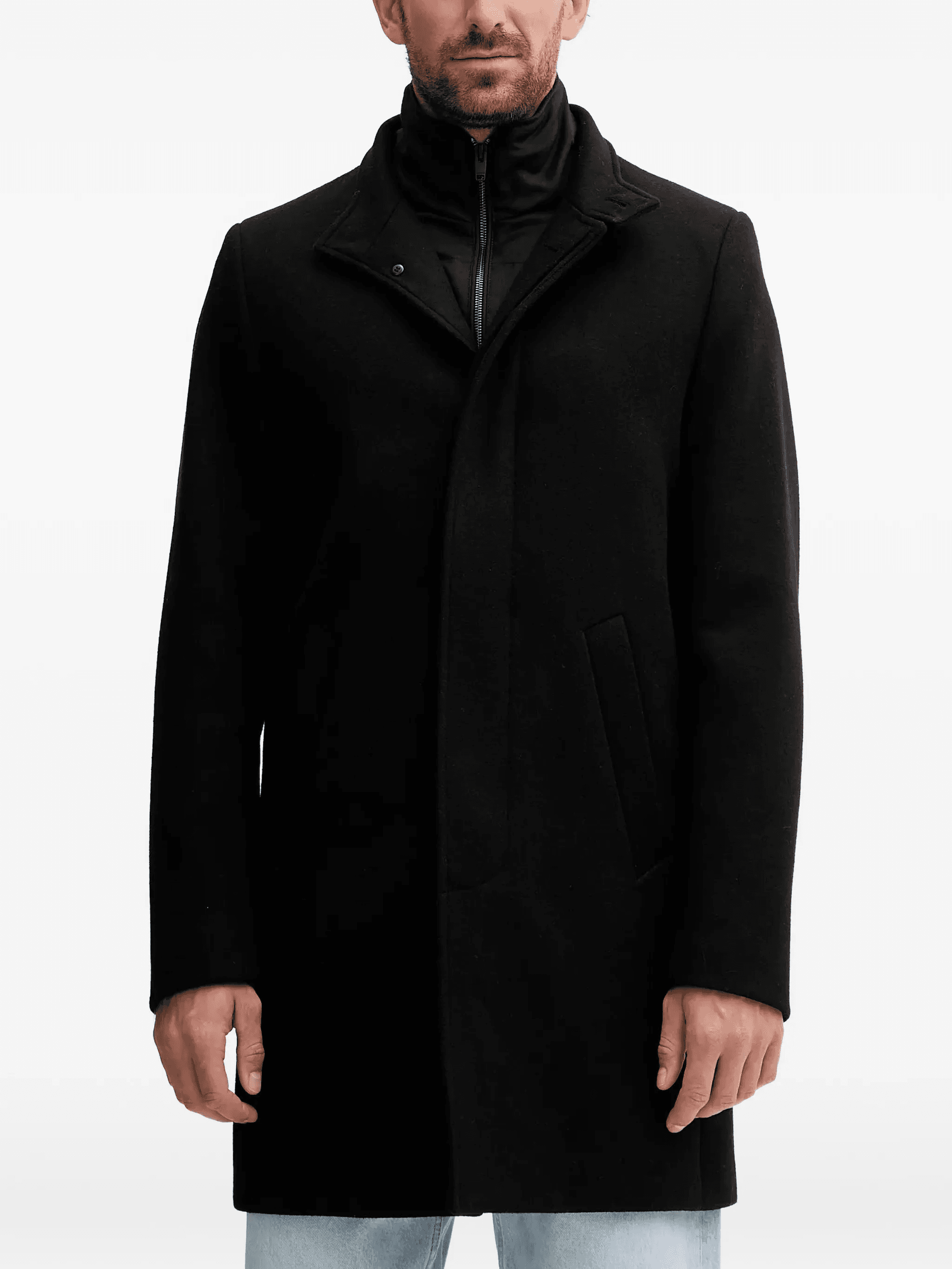 funnel-neck button coat - Image 1