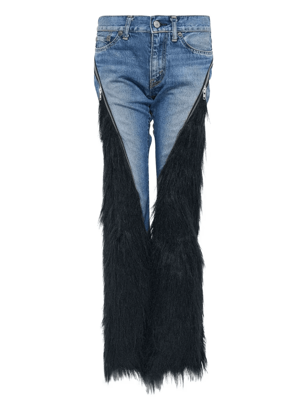 faux-fur panelled jeans - Image 1