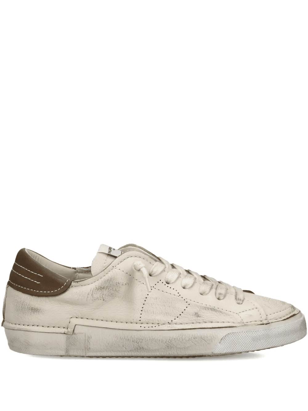 distressed leather low-top sneakers - Image 1