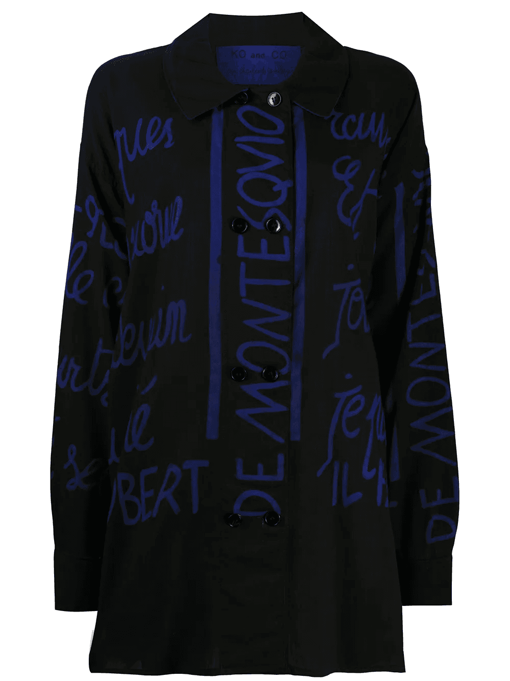 1980s handwriting print oversized shirt - Image 1