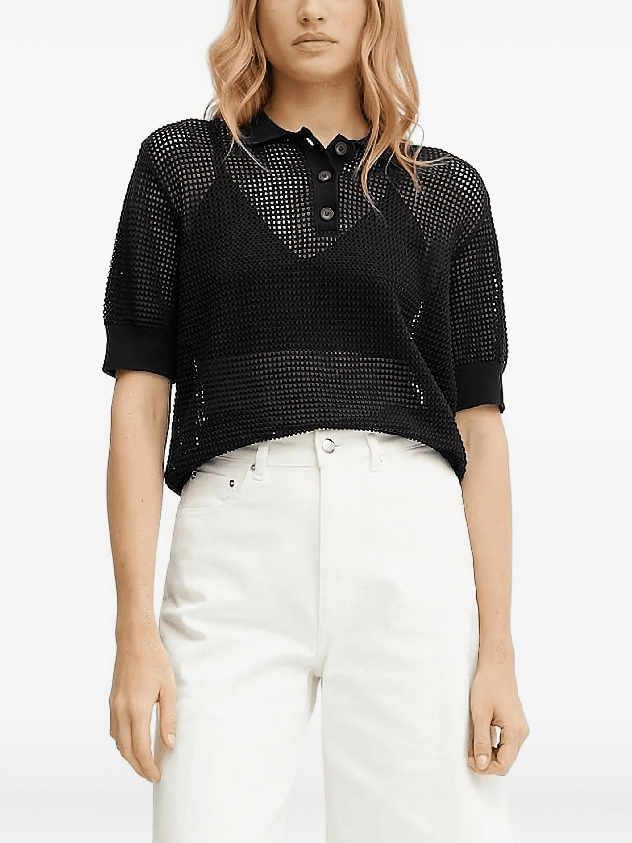 Flo mesh-panel polo top - Image 1