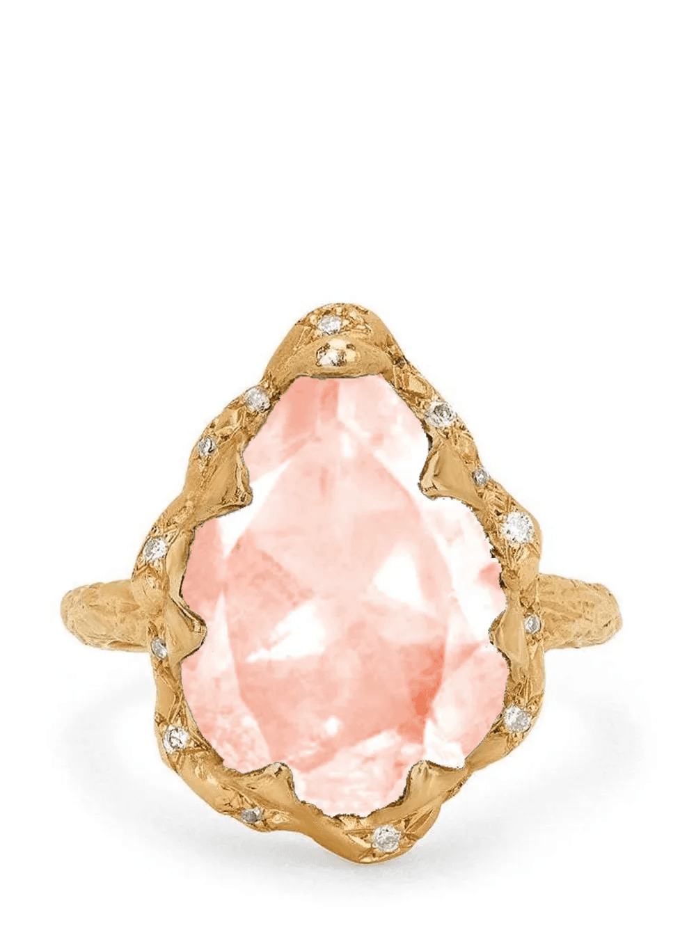 14kt yellow gold Queen Water Drop morganite and diamond ring - Image 1