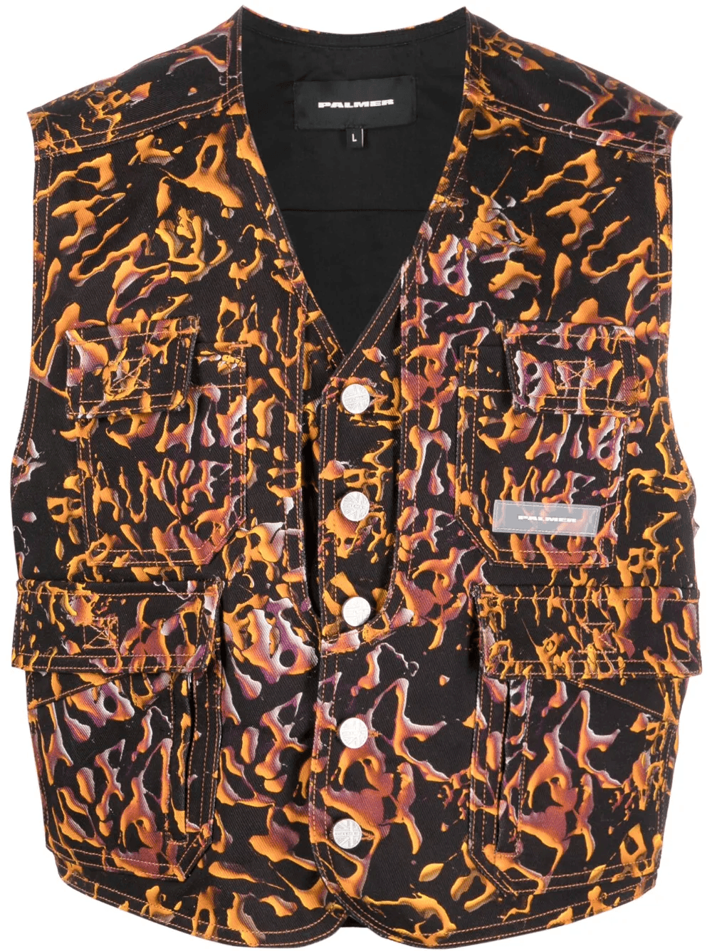 abstract-print cotton waistcoat - Image 1