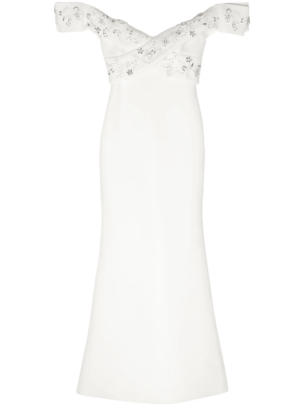 bead-embellished off-shoulder gown - Image 1