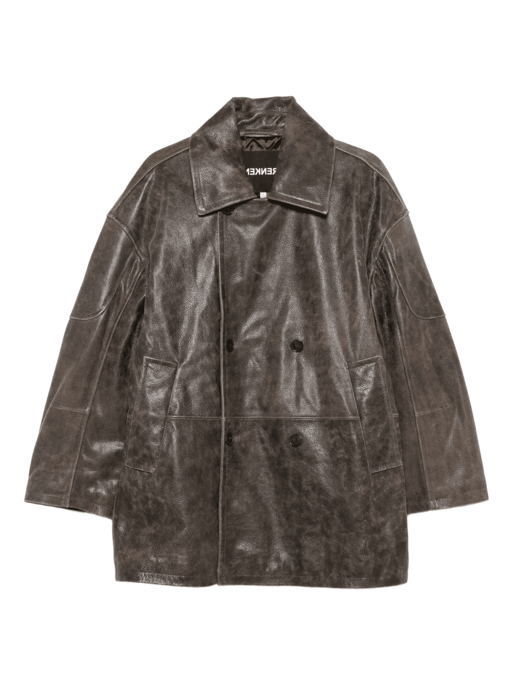 double-breasted leather coat - Image 1