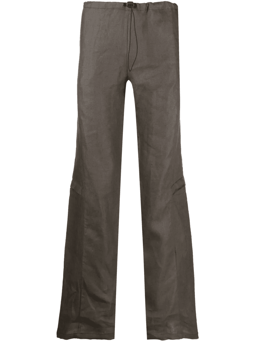 drawstring-waist linen cargo trousers - Image 1