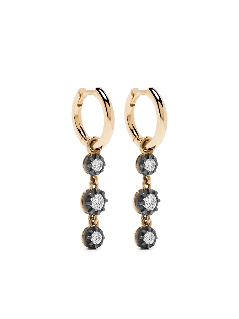 18kt yellow gold diamond hoop earrings - Image 1