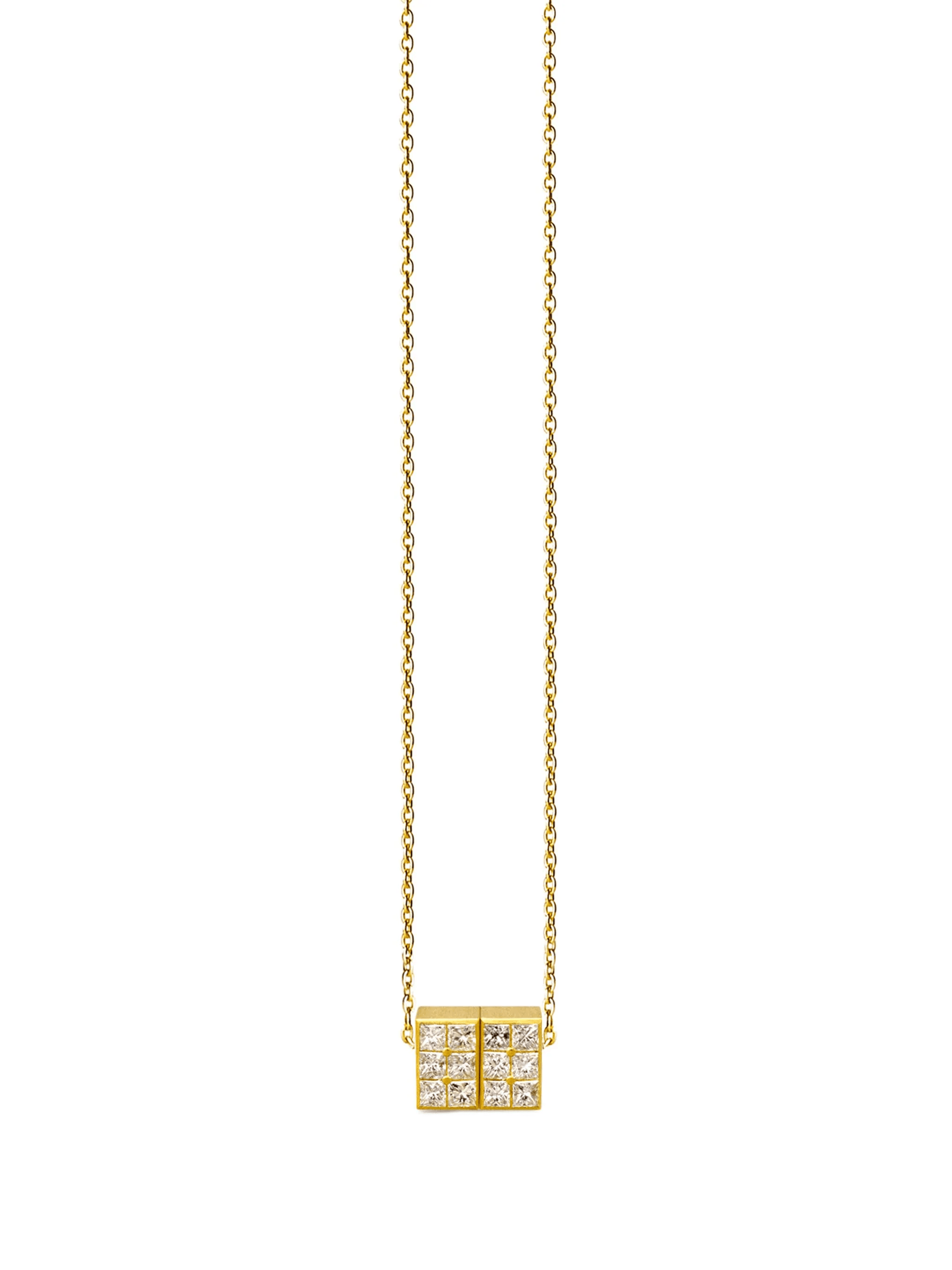 18kt yellow gold 01 diamond cube necklace - Image 1