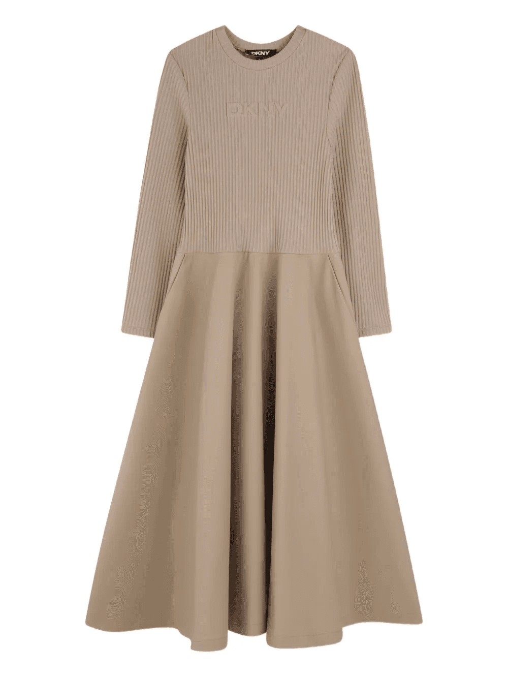 ribbed-panel flared dress - Image 1