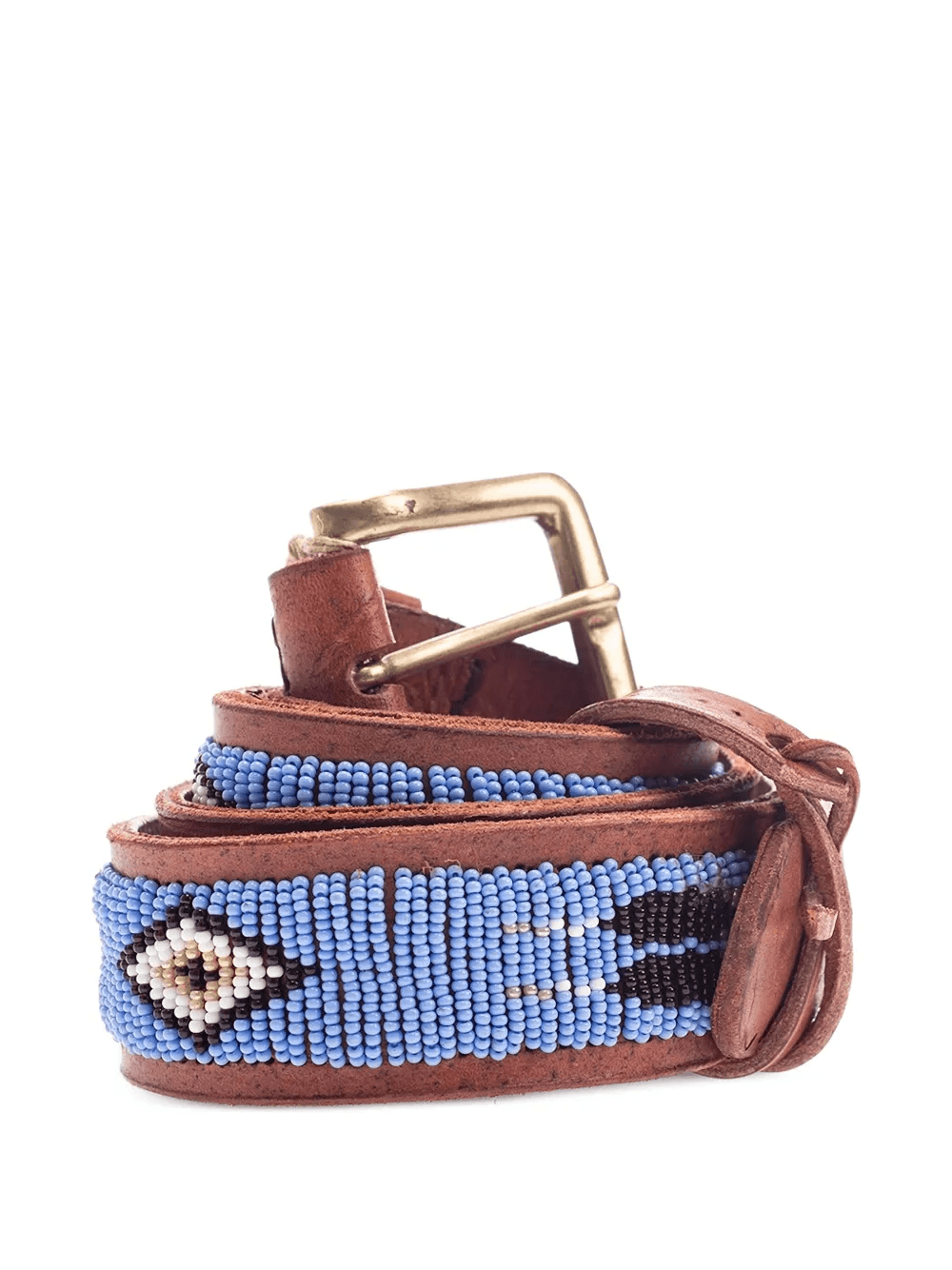 bead-embellished leather belt - Image 1