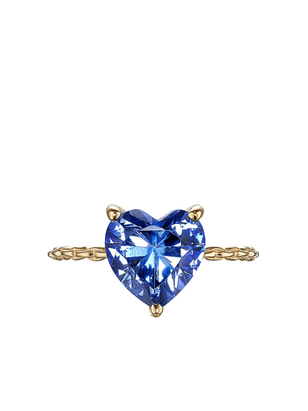 9kt yellow gold mini Heart sapphire ring - Image 1