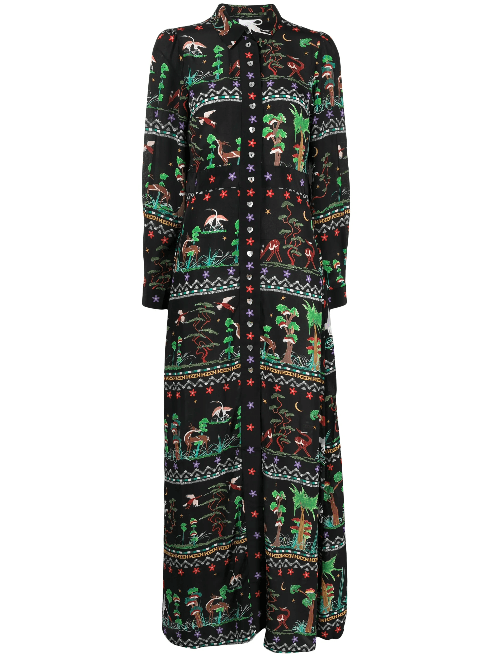 printed maxi silk shirt dress - Image 1