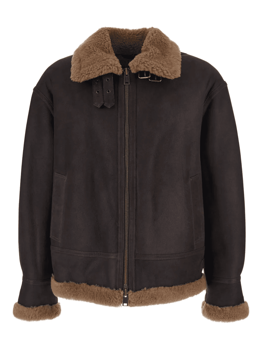 strap closure shearling jacket - Image 1