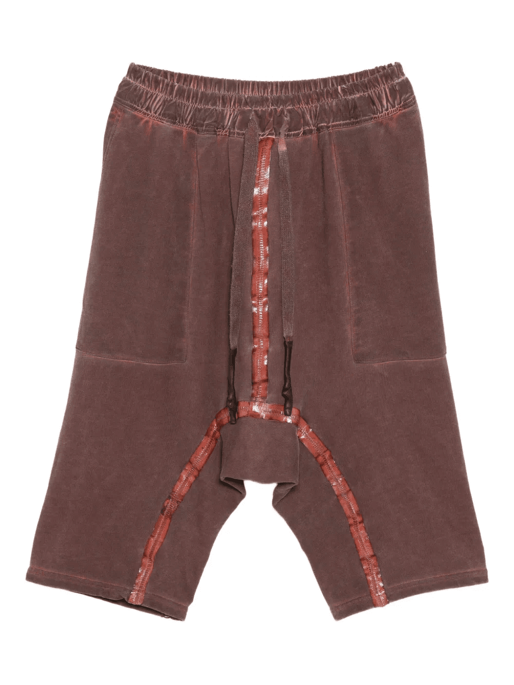 elasticated-waistband drop-crotch shorts - Image 1