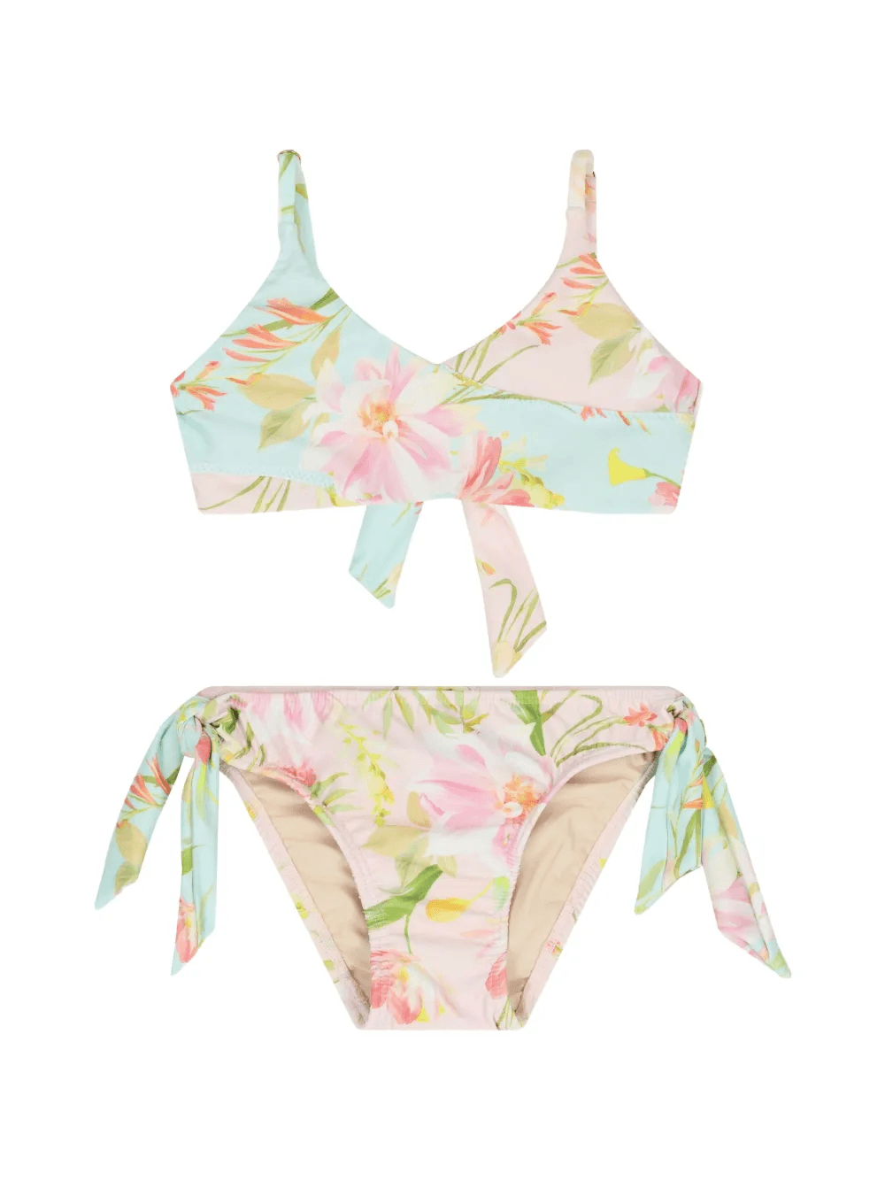 floral print tie two-piece swimsuit - Image 1