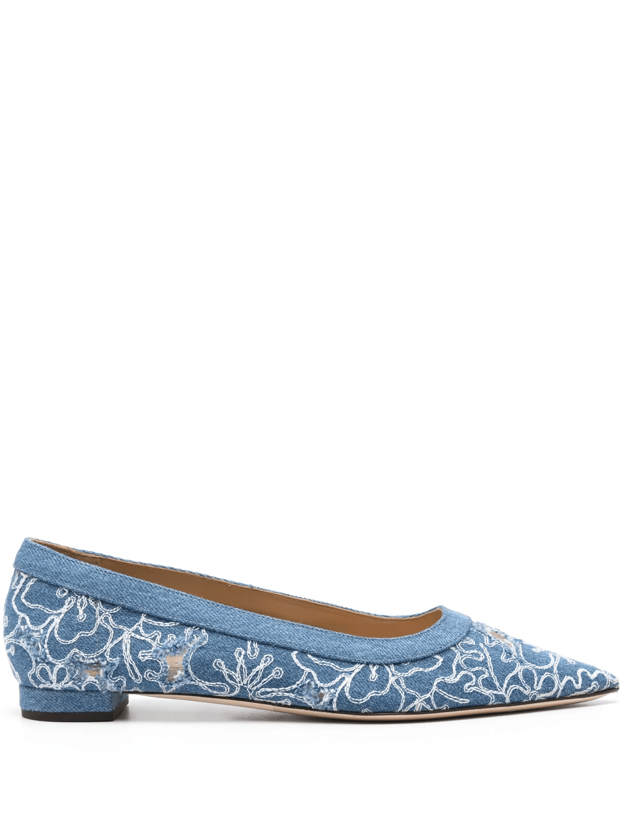 floral-embroidered ballerina shoes - Image 1