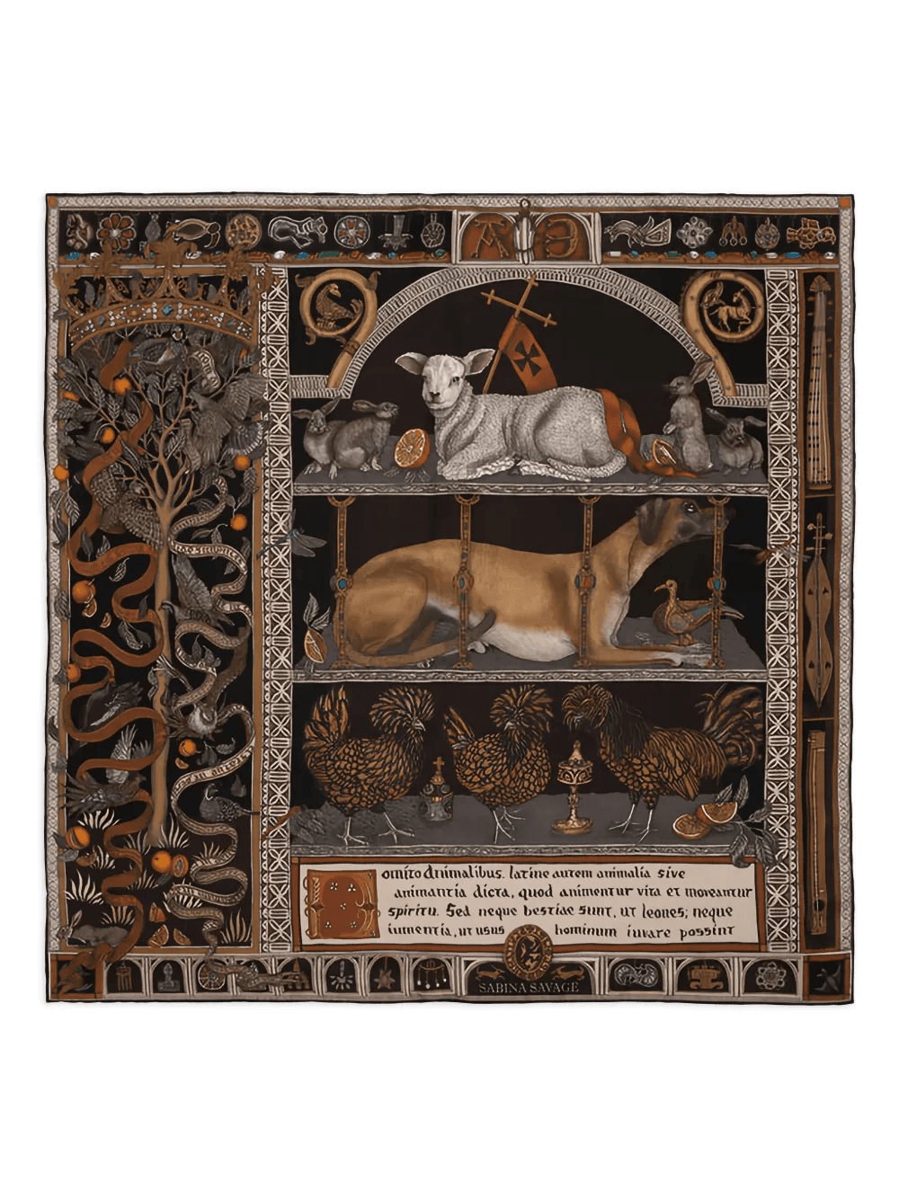 Faithful Lamb Slate Fog printed scarf - Image 1