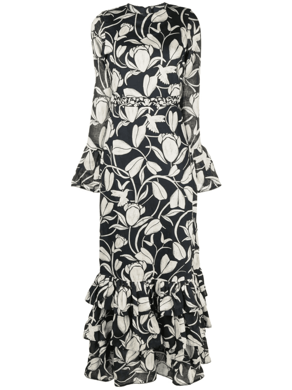 Annato Flora-print ruffled linen dress - Image 1