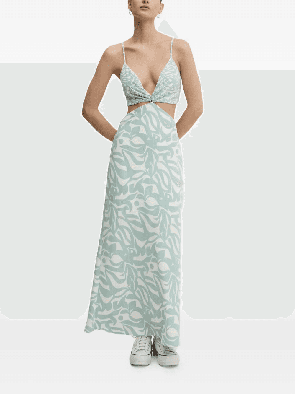 cut-out floral print maxi dress - Image 1