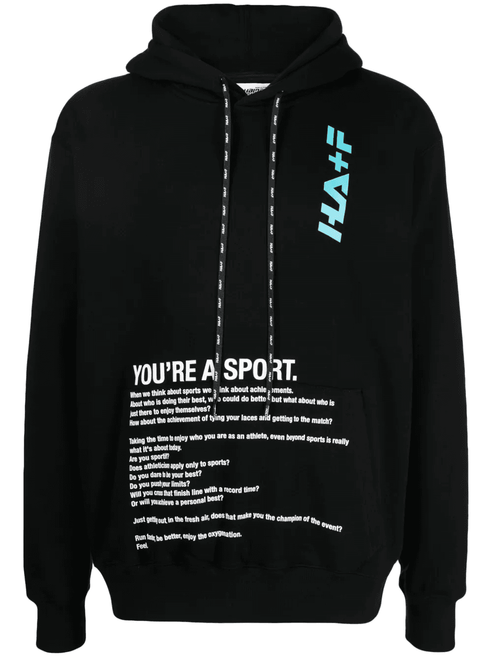 text-print cotton hoodie - Image 1