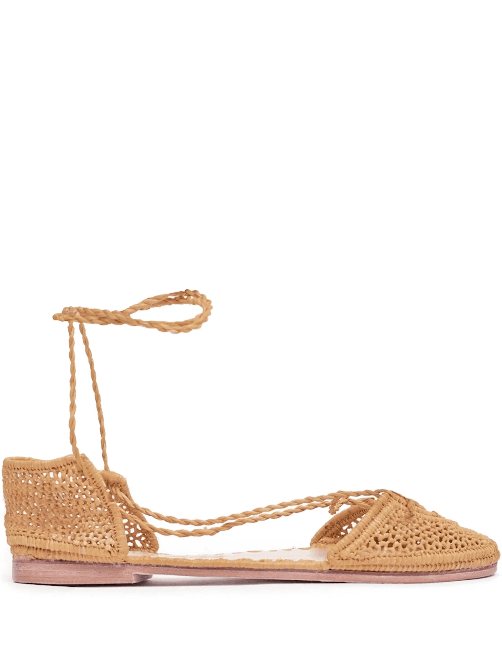 raffia lace-up ballet flats - Image 1