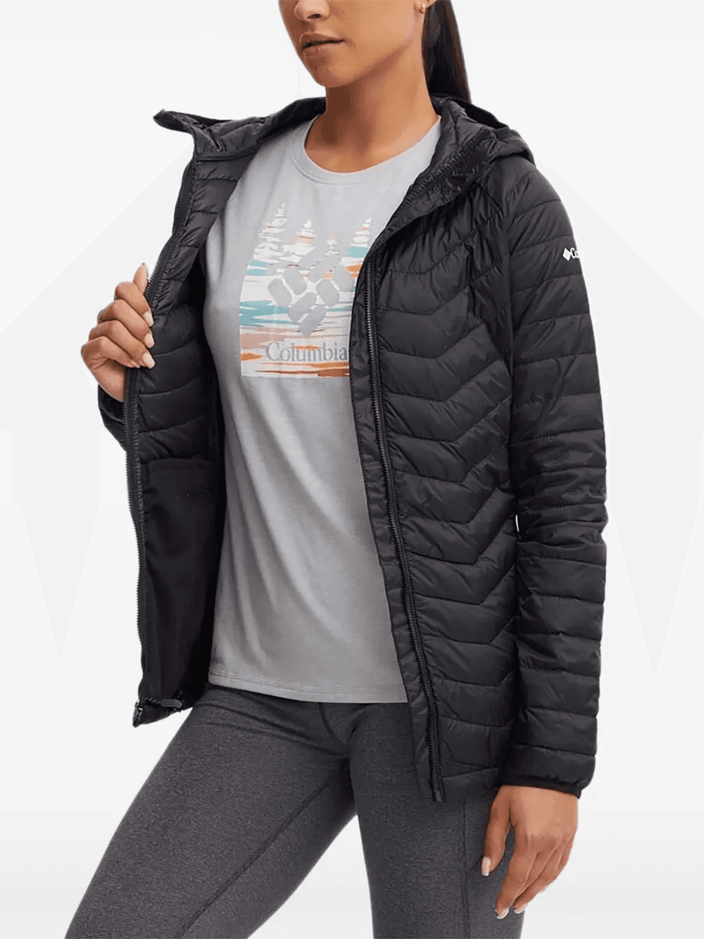 chevron-quilted hooded jacket - Image 1