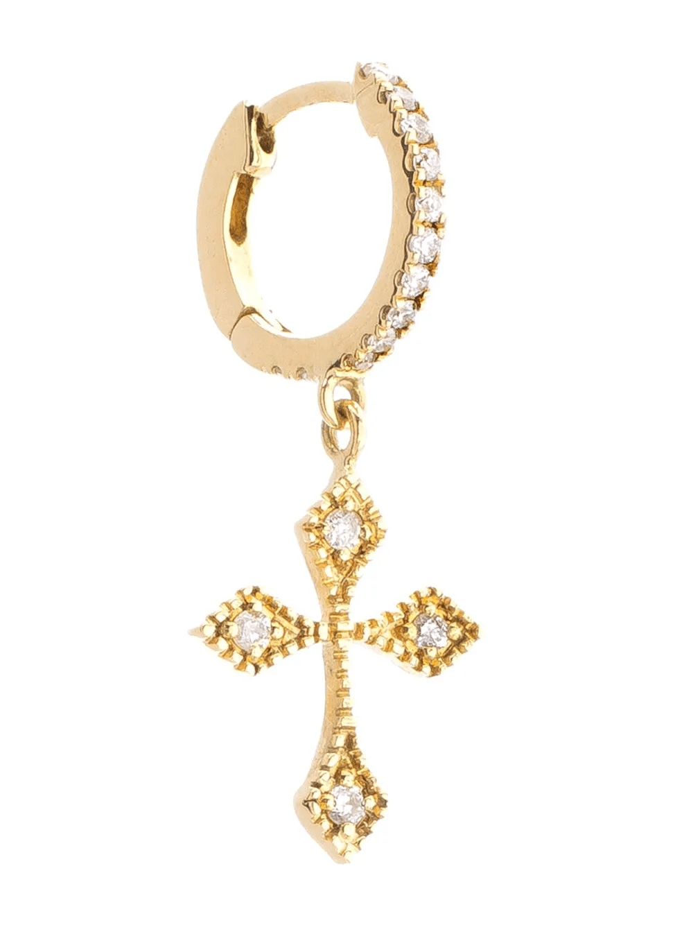 18kt yellow gold Baby Cross diamond earring - Image 1