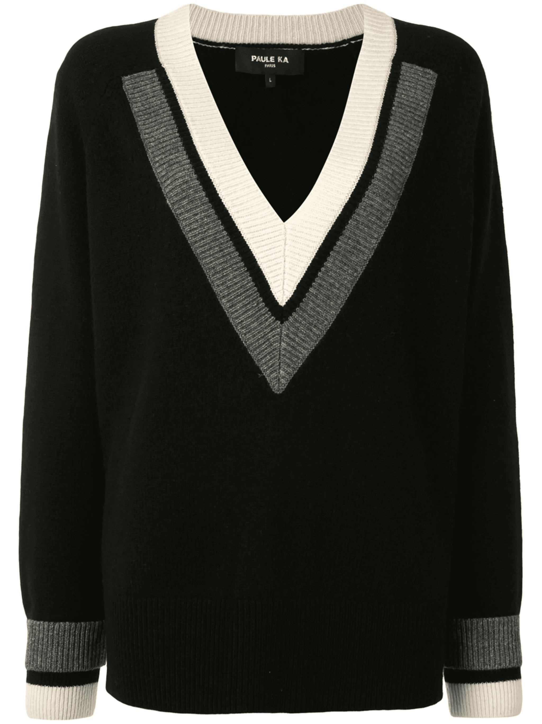 knitted V-neck panel detail jumper - Image 1