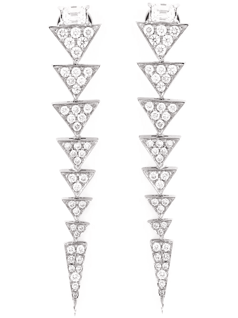 long triangle drop diamond earrings - Image 1