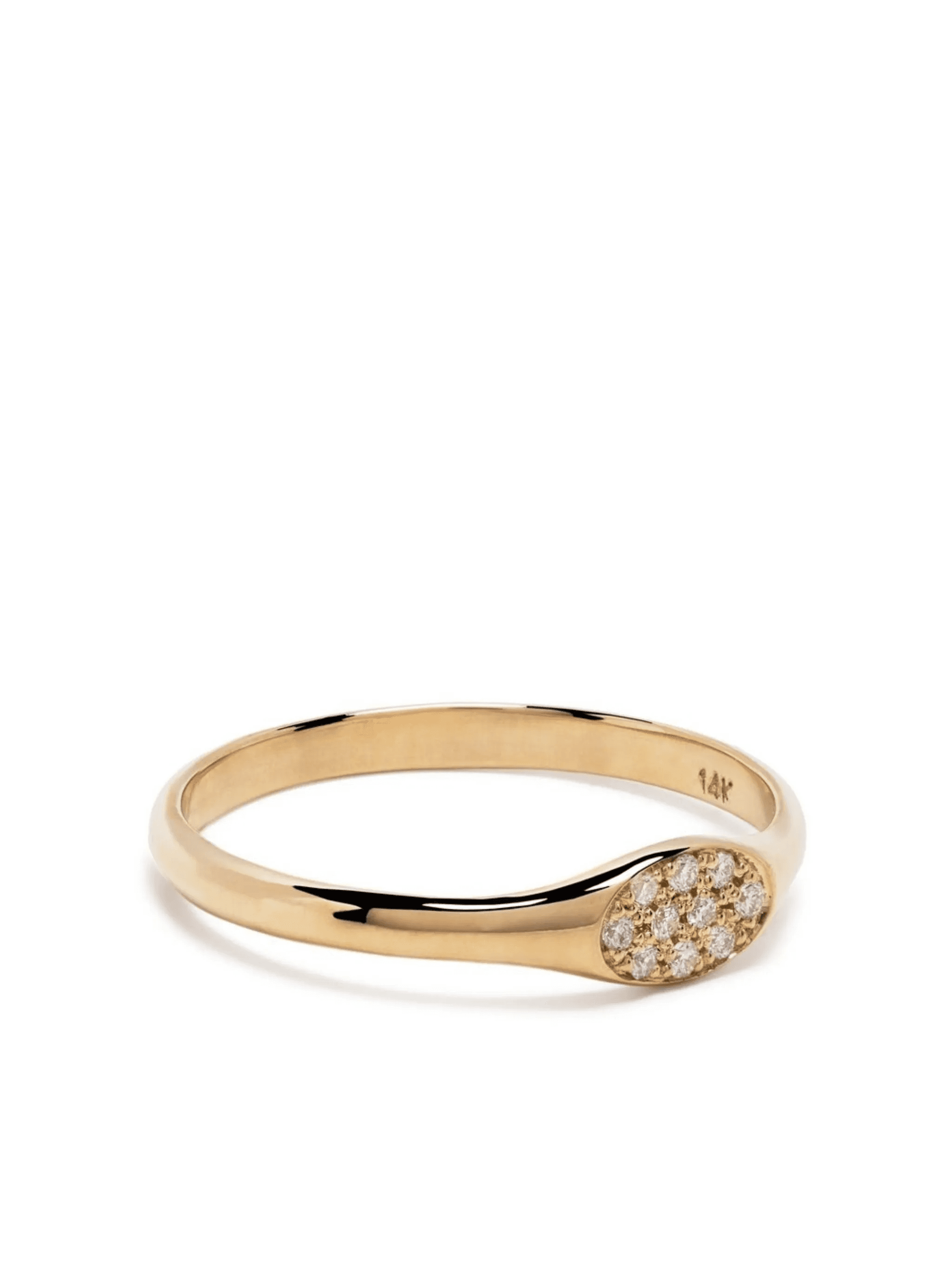 14kt yellow gold diamond signet ring - Image 1