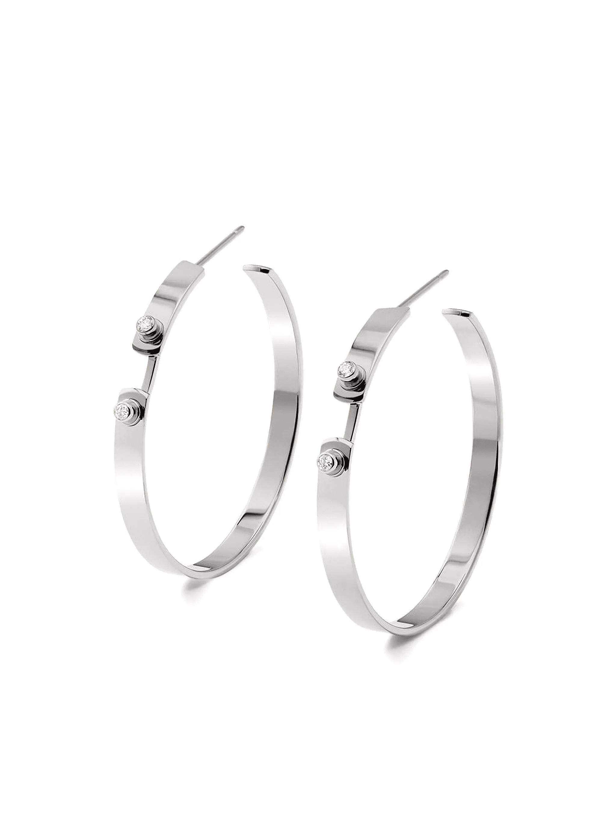 18K white gold Monday Morning diamond hoop earrings - Image 1