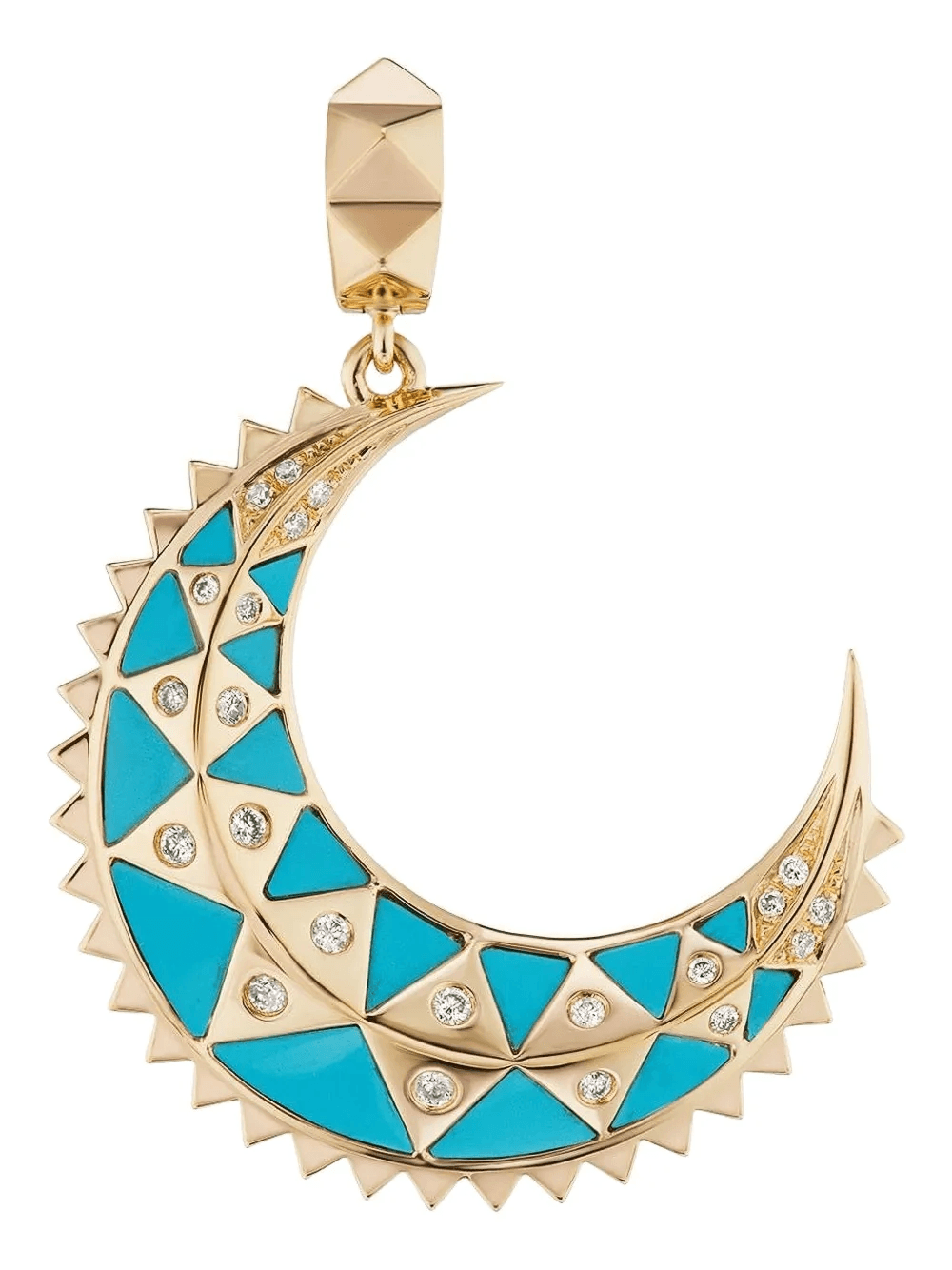 18kt yellow gold Moon Turquoise pendant necklace - Image 1