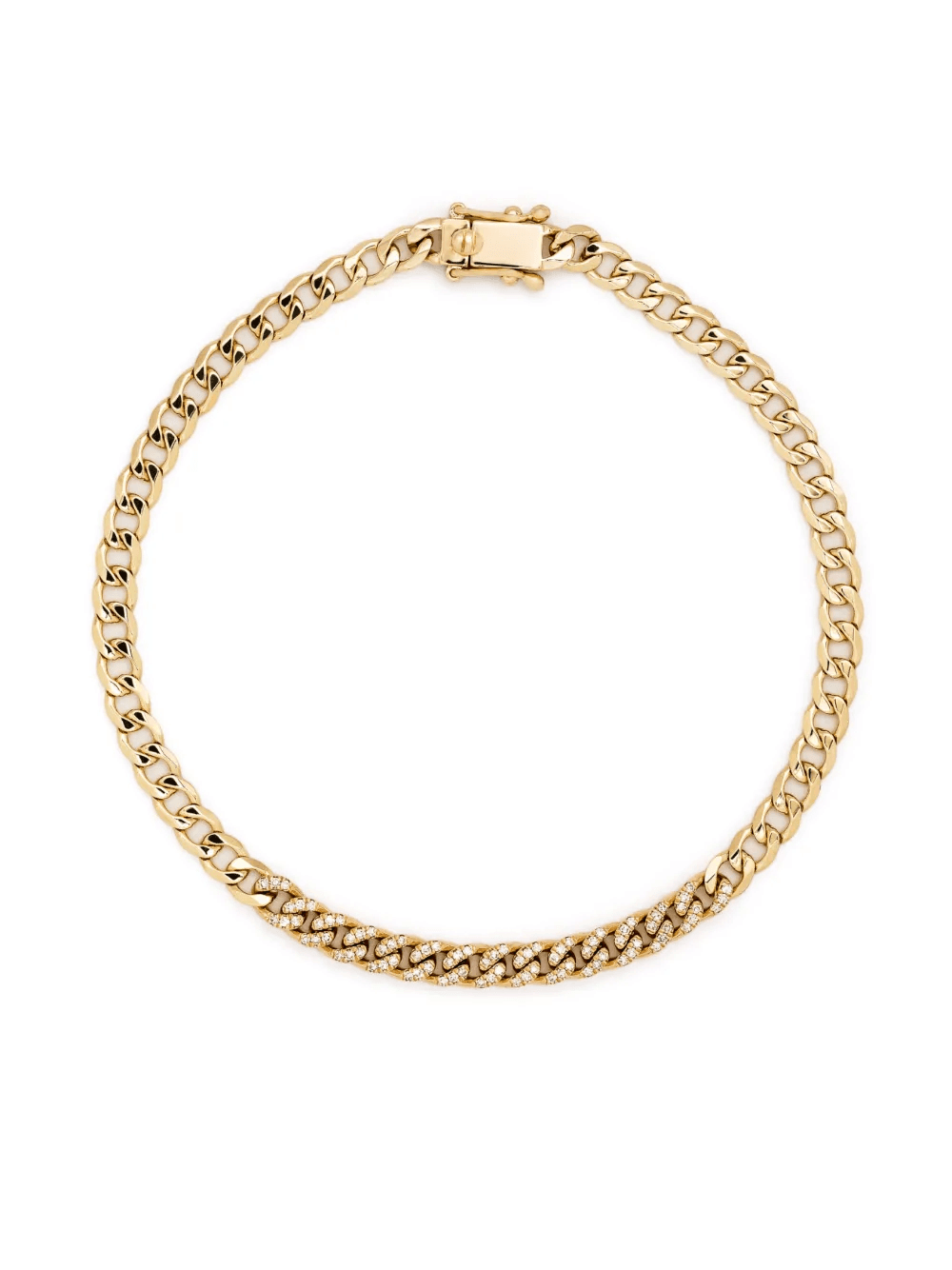 14kt yellow gold diamond curb chain bracelet - Image 1