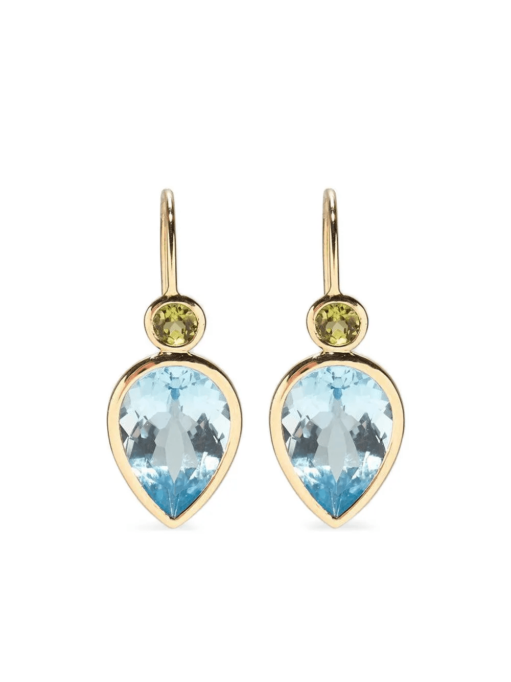 14K yellow gold Hera blue topaz earrings - Image 1