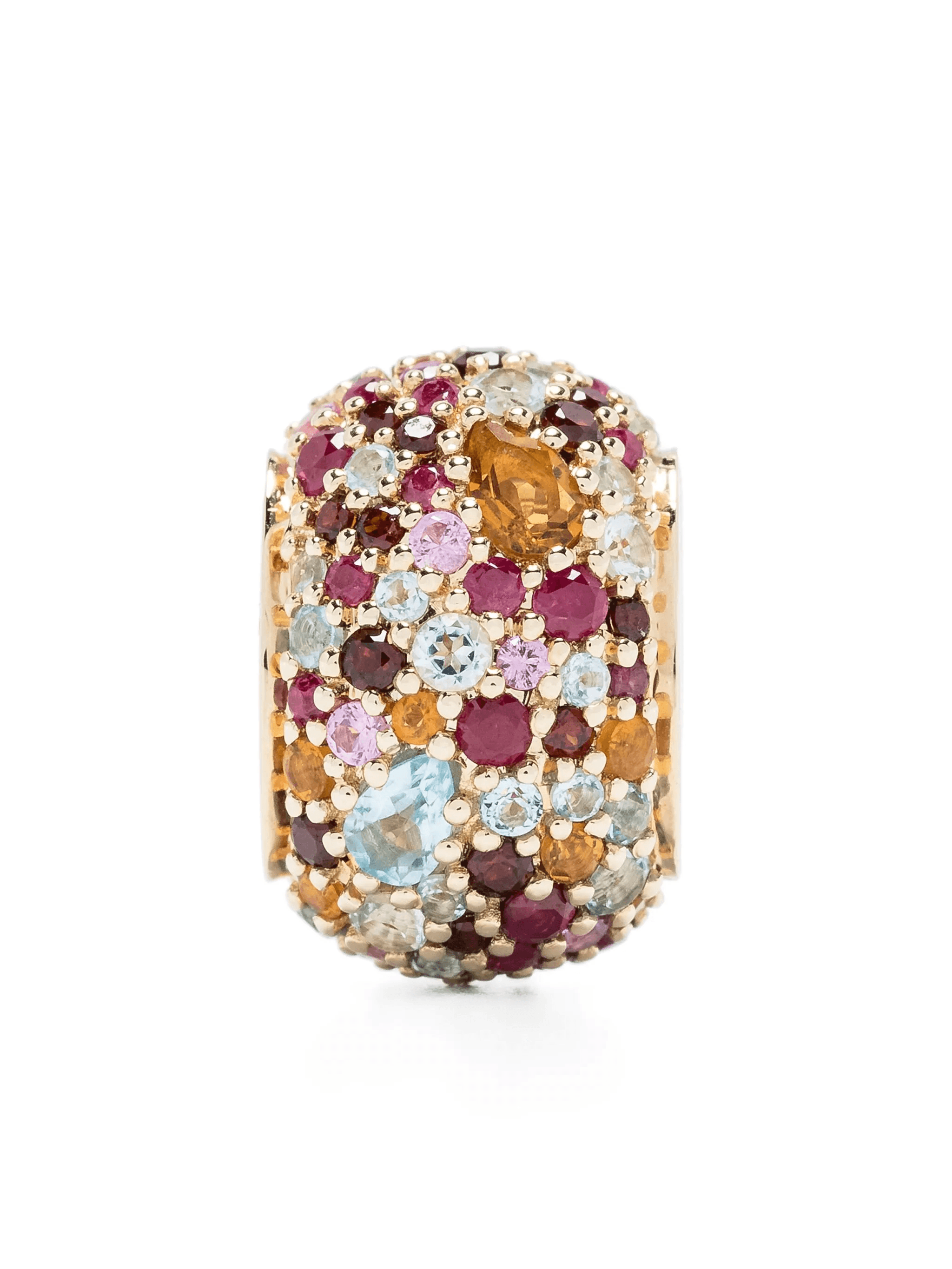 14kt yellow gold Crown multi-stone bead pendant - Image 1