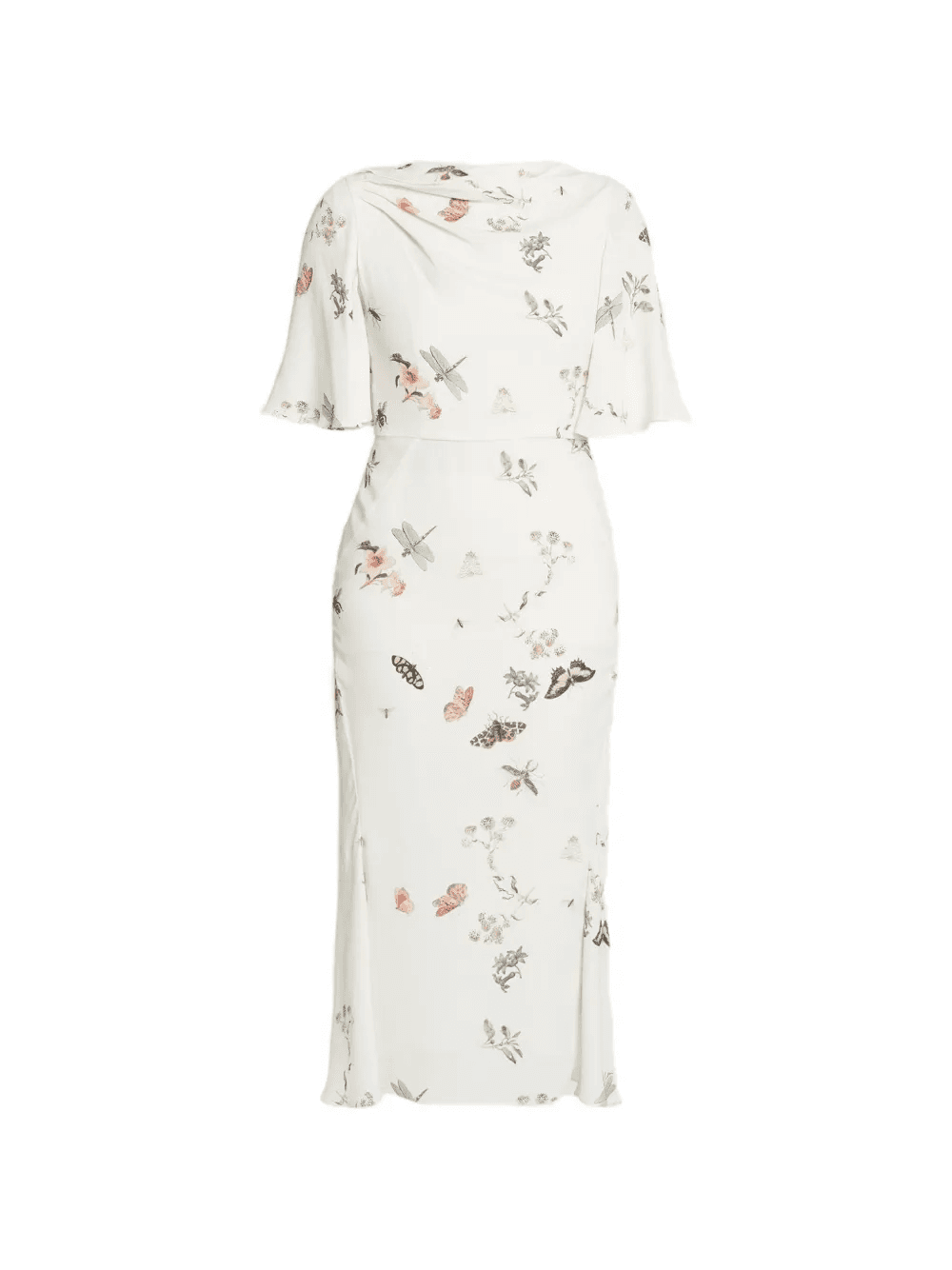 flutter-sleeves printed midi dress - Image 1