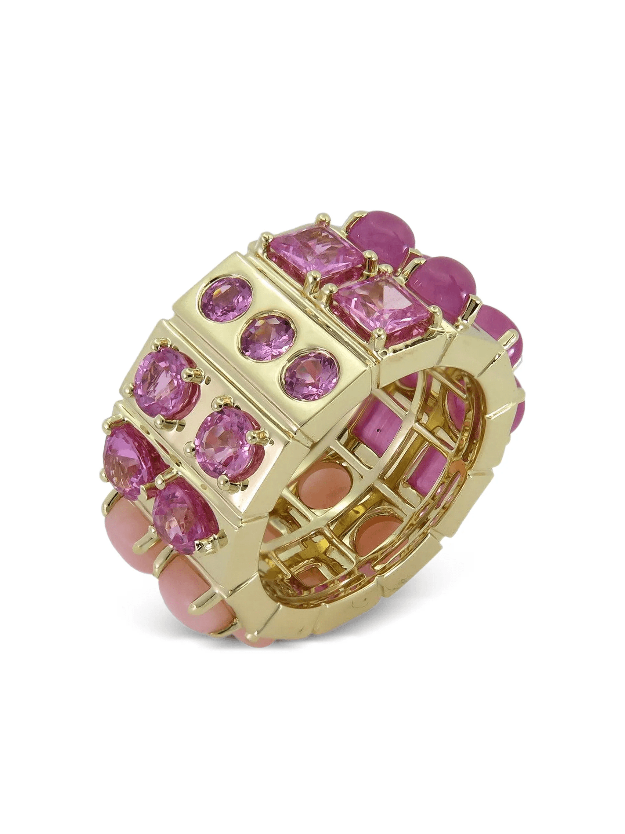 14K yellow gold Spin sapphire cigar band ring - Image 1