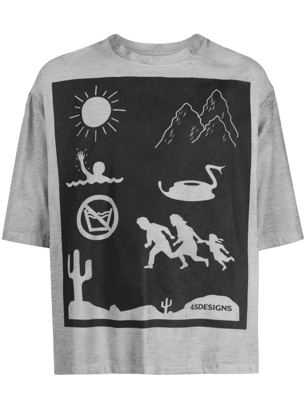 graphic-print mélange-effect T-shirt - Image 1
