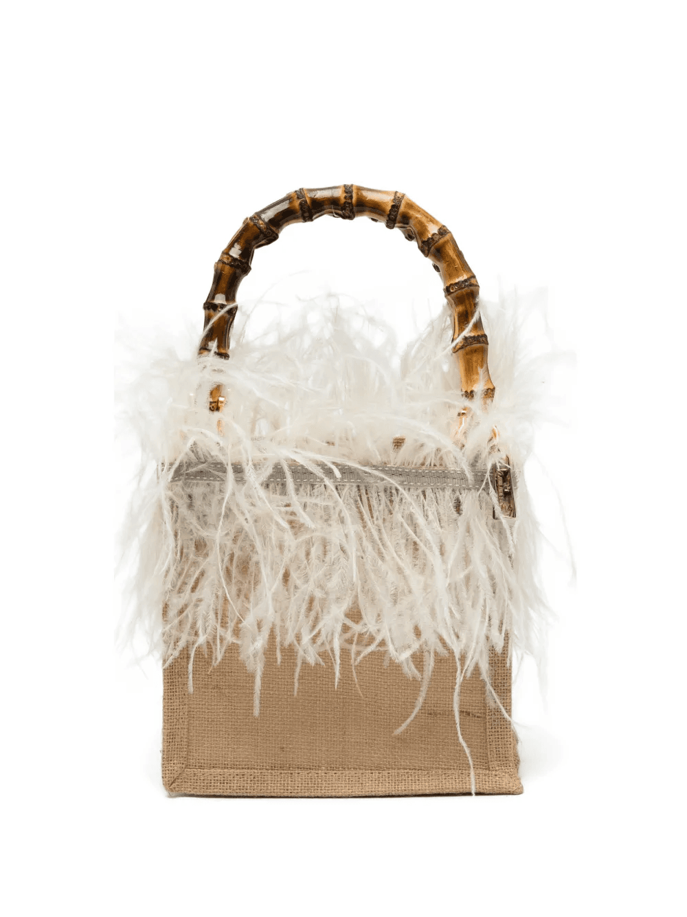 small Violetta feather bamboo-handle tote bag - Image 1